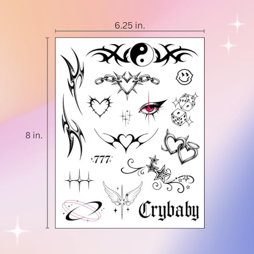 Cute Y2K Temporary Tattoos | Realistic Waterproof Fake Tats | Festival, Bachelorette, Halloween, Birthday Favors, Accessories
