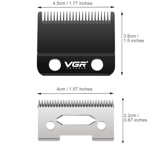 VGR 001 Clipper DLC Carbon Steel Blade Replacement, Professional Precision Ceramic Moving Clipper Blades with 2 Pairs Screws, Model Clipper with Coating Fix Blade Set