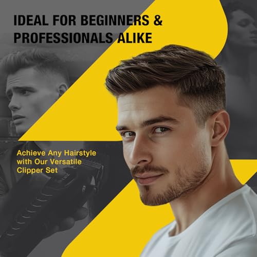 SUPRENT Mens Hair Clipper-Rechargeable Hair Cutting Kits with LED Display, Cordless Hair Clipper for Home Use & Barbers (Black)
