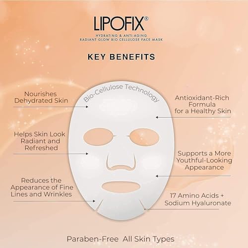 Bio-Cellulose Anti-Aging Face Mask ? Hydrating & Lifting Sheet Mask with 17 Amino Acids, Collagen Boosting, Wrinkle Reducing Spa Treatment for All Skin Types ? 5 Pack