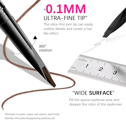 Browcharm Microblading Eyebrow Pencil for Women,0.1mm Ultra-Fine Mechanical Pencil,Draws Tiny Brow Hairs and Fills in Sparse Areas and Gaps,Makeup Brow Definer Waterproof (mini 01 Black)