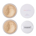 2 Pack PHOERA Setting Powder,Control Oil Brighten Skin Color Cover Blemish Whitening Face Makeup Lasting,Velour Powder Puff (102 Cool Beige)
