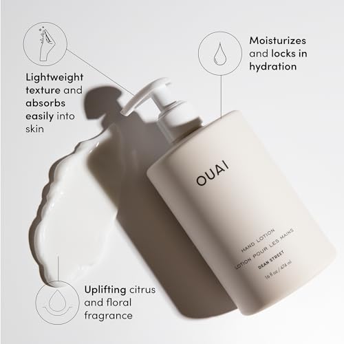 OUAI Hand Lotion - Daily, Lightweight, Hydrating Lotion for Dry Skin - Made with Avocado, Rosehip and Jojoba Oil to Lock in Moisture - Never Greasy (16 Fl Oz) (Pack of 2)