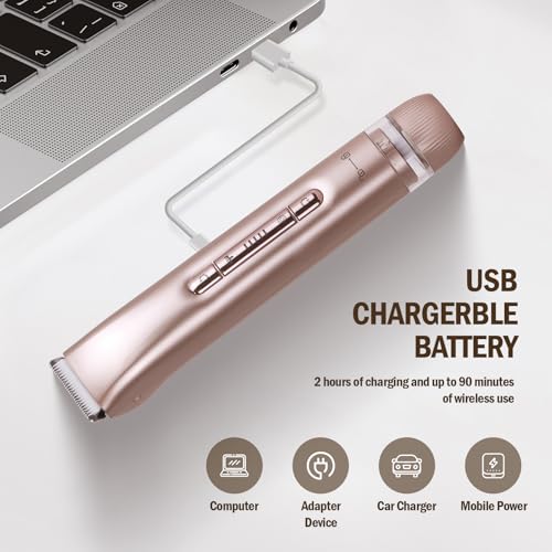 Dual Head 2-in-1 Women's Electric Shaver, Wet & Dry, IPX7 Full Body Waterproof, Bikini Trimmer and Facial Epilator in One Design, Full Body, Pink