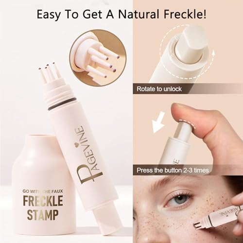 Faux Freckle Stamp Pen, Freckle Pen Waterproof, Long-Lasting Fake Freckles, Tool for Natural and Lifelike Sunkissed Face Freckle Makeup, Quick Dry 5-Point Faux Freckles Stamp Last 24Hrs (2# Medium)