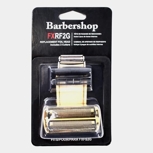 Replacement Foil and Cutters for BaBylissPRO Barberology Electric Shaver, Double Foil Shaver Replacement Head Compatible with BaBylissPRO FXFS2 Shaver (Gold)