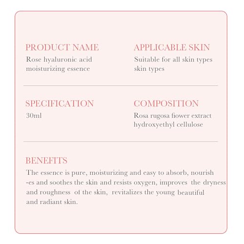 BIOAQUA Face Rose Hyaluronic Acid 98% Moisturizing Essence Facial Serum Hydration Shrink Pores Anti-Oxidation Nourishes 30ml / 1fl.oz