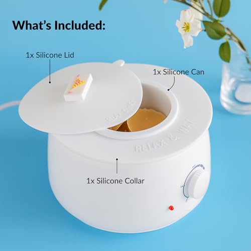 Reusable Non-Stick Silicone Wax Collars + Can + Lid for Wax Pot ? Fits All 14-16 oz Wax Cans & Warmers ? Wax Warmer Collars for Easy, Mess-Free Cleaning, 3-Piece Set (Collar + Can + Lid, White)