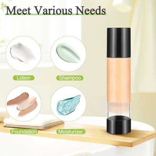 6 Pack 100ml/3.4oz Airless Pump Bottles Refillable Vacuum Pump Dispenser Plastic Cosmetic Container for Makeup Foundation Moisturizer Shampoo Toiletry