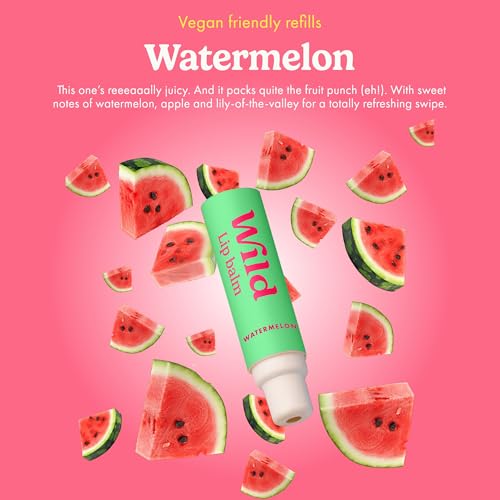 Wild - Refillable Lip Balm - 3 Pack of Lip Balm Refills in a Variety of Scents - Includes Coconut & Vanilla, Passionfruit Swirl & Watermelon Flavors - Beeswax Free