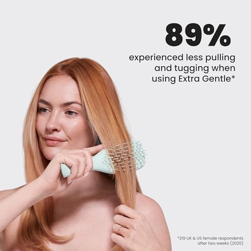 Tangle Teezer Extra Gentle Detangler Hair Brush, with Fewer Bristles for Gentle & Effective Detangling to Minimize Hair Loss & Breakage, Eucalyptus Green