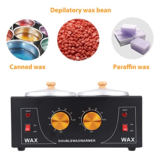 Upgraded Double Non-Stick Wax Warmer, Professional Electric Paraffin Heater with Adjustable Temperature for Facial, Skin Spa Equipment