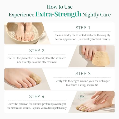 APUREE Fungal Nail Patches Extra Strength: True 1% Tolnaftate | 8H Overnight Fungal Toe Nail Treatments |Repair For Discolored Yellow Brittle Damage Nails| Revives Natural look| 64 Patch