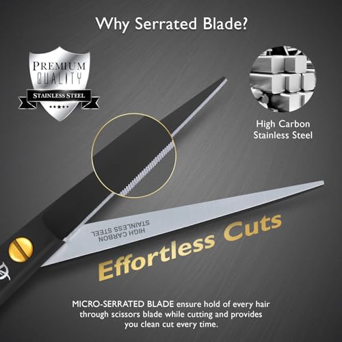 5" Professional Beard Scissors for men Mustache Scissors with 1 Mustache Comb, 1 Beard Comb & Soft Pouch ? Prefect Beard shears mustache kit for All Facial Hair ? moustache Grooming kit for Men