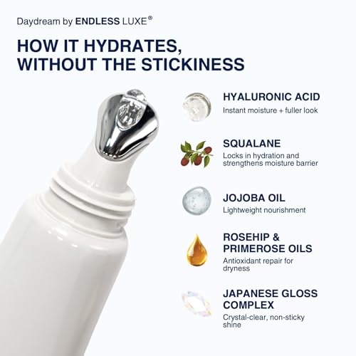 Endless Skin - Daydream - Natural Vanilla Flavor Lip Balm with Jojoba Oil, Hyaluronic Acid and Squalane - Ultra Glossy Finish that Nourishes and Hydrates Your Lips - Vegan and Paraben Free - 15ml