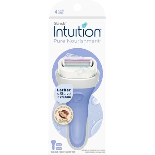 Schick Intuition Pure Nourishment Razors for Women | 1 Razor & 2 Intuition Razor Blades Refill with Organic Cocoa Butter