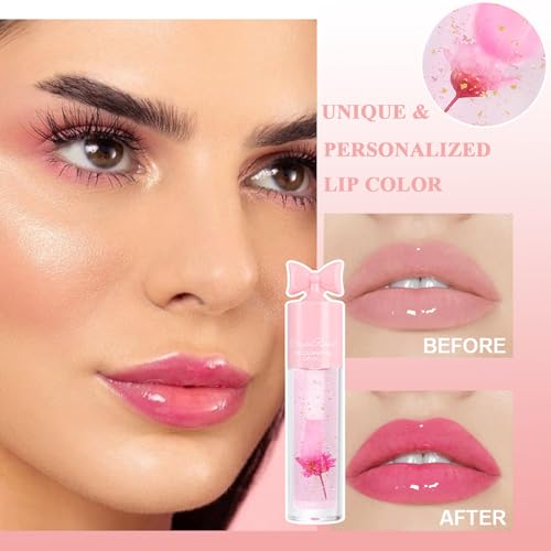 3 Pcs Color Changing Lip oil from Clear to Pink, Magic Temperature Color Change Lipstick and Tinted, Moisturizing Non-Sticky Glossy Shine Lip Gloss