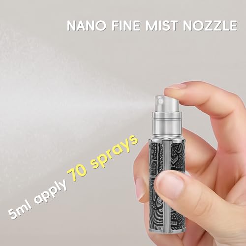 Perfume Spray Bottle 5ml, Ancient Print Leather Refillable Dispenser Bottom Fill Fragrance Scent Container, Portable and Leak-proof Suitable for Traveling & Outgoing (Egypt Print Gold)
