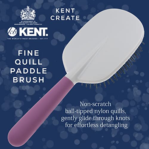 Kent KCR5 "Create" Large Cushioned Paddle Brush for Smoothing and Straightening All Hair Types - Detangling Brush with Purple Ergonomic Handle and Fine Nylon Bristles for Smooth Finishing and Shine