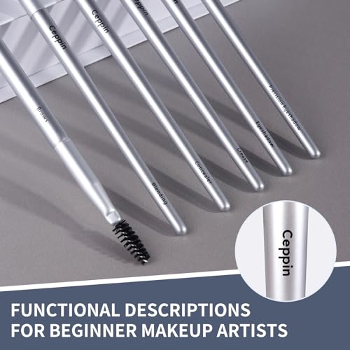 Professional Makeup Brushes 10Pcs, Premium Synthetic Make Up Brush Set, Powder Foundation Contour Blush Concealer Eye Shadow Blending Liner Makeup Brush Kit (Silver)