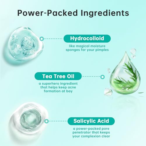 Pimple Patches for Face, Hydrocolloid Patches for Covering Zits and Blemishes, Spot Stickers with Salicylic Acid, Tea Tree Oil & Calendula Oil £¬4 Size 210 Counts Acne Patches