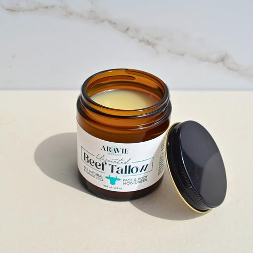 Beef Tallow Balm Face and Body Moisturizer for Sensitive Skin | Made with Grass-Fed Beef Tallow, Organic Pomegranate, Jojoba, and Castor Oil | Unscented 4 oz