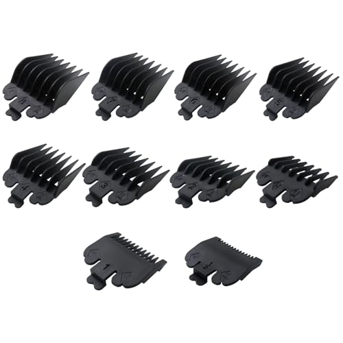 10 Pack Clipper Guards Set Replacement Fits for Sterling 1 Plus/3/4/ Eclipse/Reflections Senior - 1/16" to 1", Black by GruDawu Update