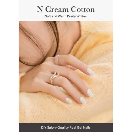 ohora Semi Cured Gel Nail Strips Set of 2(N Cream Cotton, N Cream Indigo)-Works with Any Nail Lamps, Salon-Quality, Long Lasting, Easy to Apply & Remove-Includes 2 Prep Pads, Nail File & Wooden Stick