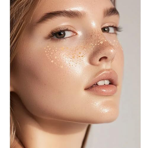 10 PCS Glitter Freckles Face Tattoo - 10 Style Shapes Gold Face Glitter Speckles for Festivals, Parties, Raves, and Cosplay - Long-Lasting Waterproof Sparkling Face Stickers for Makeup