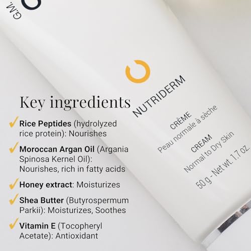 G.M. COLLIN Nutriderm Cream | Nourishing Daily Face Cream for Dry Skin | Moisturizing Skincare With Rice Peptides and Moroccan Argan Oil