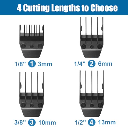 4 Pack Peanut Clipper Guards for Wahl Peanut Trimmer #08655#08685#08663 - Replacement Cutting Guides Comb From 1/8" to 1/2" - Fits for Wahl Peanut Guards, Black