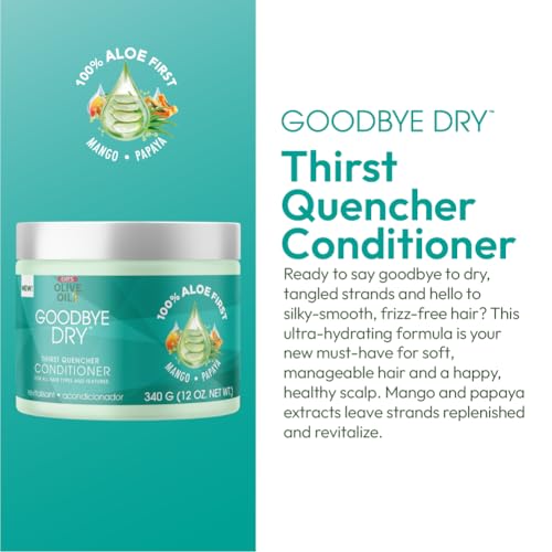 ORS Olive Oil Goodbye Dry Thirst Quencher Conditioner with Aloe, Mango & Papaya, Moisturizes & Softnes for all Hair Types 12 Ounces