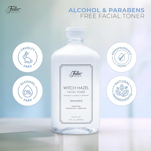Fuller Brush Witch Hazel Facial Toner - Alcohol-Free, Organic Aloe Vera & Witch Hazel, 16 fl. oz, Paraben & Sulfate-Free, Cleanses - Soothes, Refreshes - Made in USA (Unscented)