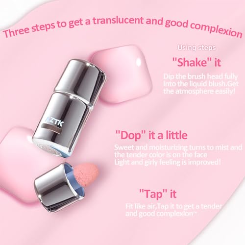 Aztk Liquid Blush, Aztk Jelly Color Liquid Blushes, Blush for Cheeks, Blushes Lotion with Sponge Head, High-Pigment, Long-Lasting, Waterproof, Matte Finish, 5ml (JC04)