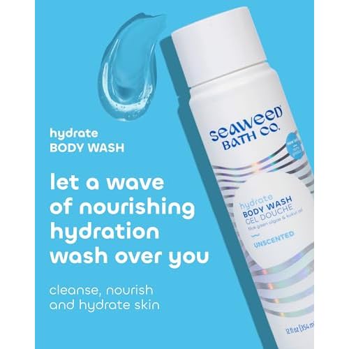 Seaweed Bath Co. Hydrate Body Wash - Unscented | Foaming Shower Gel Cleanser with Natural Ingredients | Fragrance Free and Gentle | Good For Sensitive Skin | 12 oz (Pack of 2)