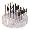 PANA Round Transparent Acrylic Nail Drill Bit Holder Display Organizer Stand - Carbide Bit Storage Mount For Manicure Tools Nail Salon - 12 Holes Clear (Drill Bits Not Included)