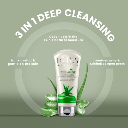 White-Glow Deep Cleansing Facial Foam Face Wash, 3 in 1 Formula, Dark Spot Control, For All Skin Types, 100g, Pack of 2