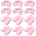 12 Pcs Girls Spa Party Supplies for Kids Gifts Sleepover Party Supplies Include 6 Closed Toe Kids Disposable Slippers 6 Bow Spa Headbands for Makeup Slumber Favors Birthday
