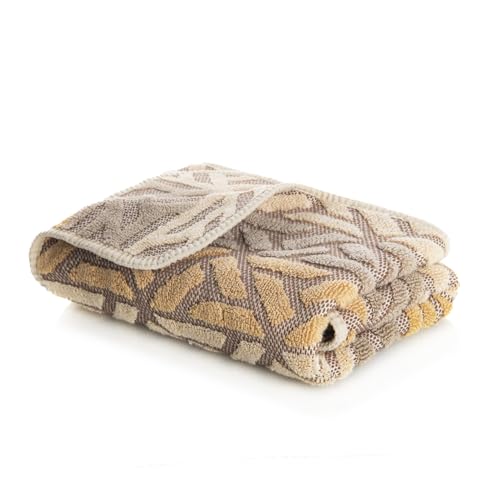 Graccioza Dakar Wash Cloth 12" x 12" - Geometric Sculptured Design in Neutral Earth Tones - Brown, Taupe, and Beige - 100% Cotton Washcloth 650 GSM - Soft Bath and Face Towel - Made in Portugal
