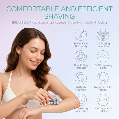 VOYOR Electric Razors for Women 3D Floating Blade Shaver for Women, Electric Shaver for Legs Bikini and Body Facial Hair Remover Women's Shavers Waterproof Women's Grooming ES310 (Purple)