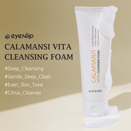 eyeNlip Calamansi Vita Cleansing Foam 4.23?fl?oz - Revitalizing Cleanser with Calamansi Extract, Centella & Hyaluronic Acid for Gentle Daily Care, Korean Skincare