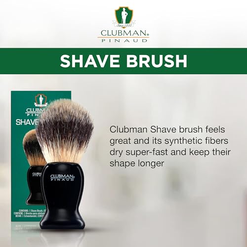 Clubman Pinaud Shave Brush ? Classic Shaving Brush for Men, Soft Bristles, Ideal for Lathering Shaving Soap, Black Handle, 1 Pack