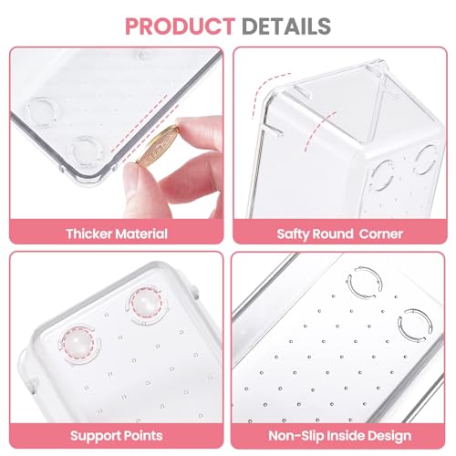 HOUSE DAY Makeup Drawer Organizer Trays 24 PCS, 4-Size Clear Drawer Organizers with Silicone Pads, Vanity Organizers and Storage, Non Slip Plastic Drawer Organizer for Desk, Bathroom, Kitchen, Office