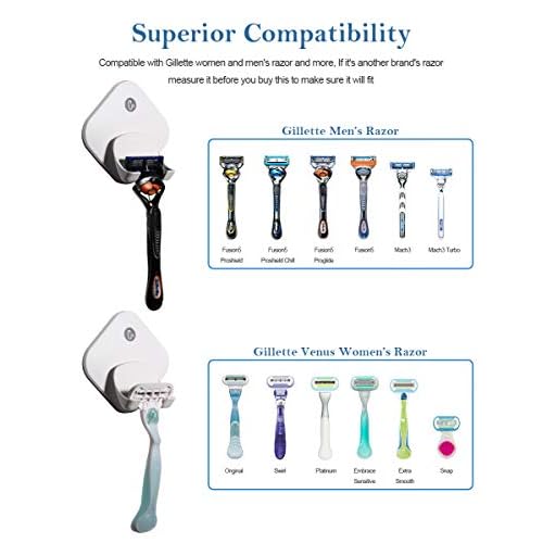 Razor Holder for Shower Wall - Self Adhesive Hanger Stronger Than Suction Cup, Rigid Plastic Hook for Men and Women, 1 Pack