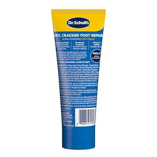 Dr. Scholl's Dry, Cracked Foot Repair Ultra-Hydrating Foot Cream Moisturizer, 3.5 oz, Skin Care Foot Lotion with 25% Urea for Dry Cracked Feet, Heals and Moisturizes for Healthy Feet