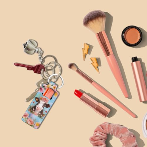 FREEBLOSS Chapstick Holder Keychain Lip Balm Holder Keychain with Pattern7