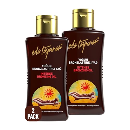 Eda Taspinar Travel Size Intense Tanning Oil | Fast Bronzing Formula for Beach & Outdoor Use | Accelerated Dark Mediterranean Tan | No SPF | Golden & Long-Lasting | (50 ml/1.7 fl oz) 2 Pack