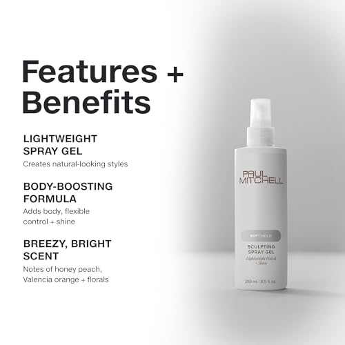 Paul Mitchell Soft Sculpting Spray Gel, Natural Hold, Soft Finish, For All Hair Types