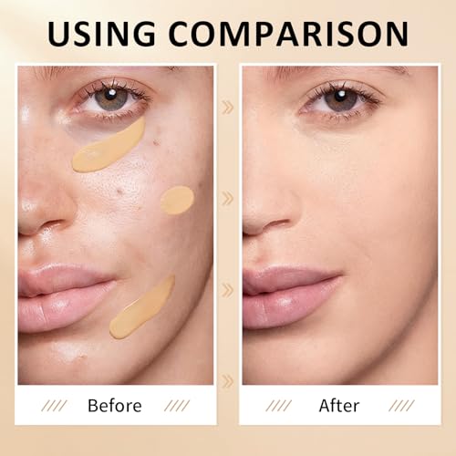 AWCCXMYM Liquid Concealer & Foundation Longwear Full Coverage Concealer Hydrating Conceals & Brightens Creamy Texture Foundation Makeup Natural Flawless Face Makeup Under Eye Concealer #Light Medium