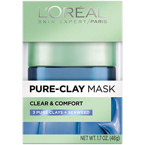 L¡¯Or?al Paris Pure-Clay Mask Skincare Pure-Clay Face Mask with Seaweed for Redness and Imperfections to Clear & Comfort, 1.7 oz.